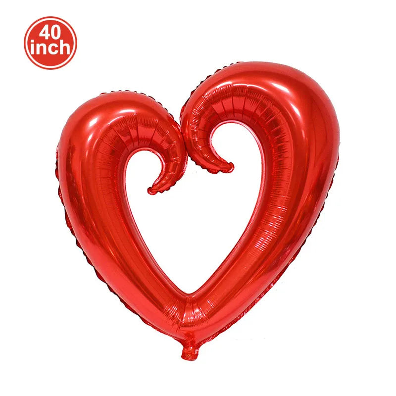 Valentine's Day I Love You Roses Red Lips Aluminum Foil Balloons Set Decoration For Couple Theme Festival Decoration Supplies
