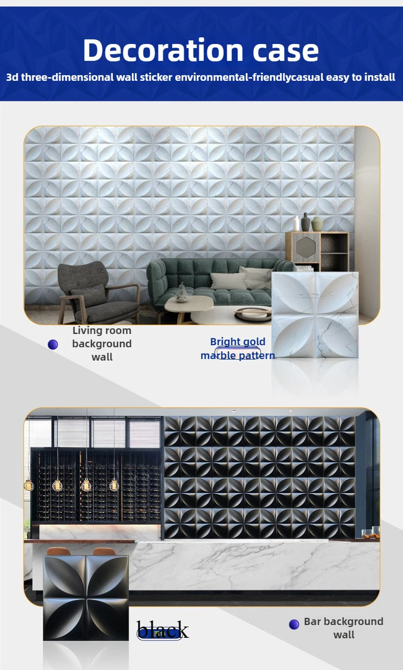 Wallpapers Home Decor 3D PVC Wall Panels - Waterproof Self-Adhesive Mold-Proof Board for Bedroom Living Room