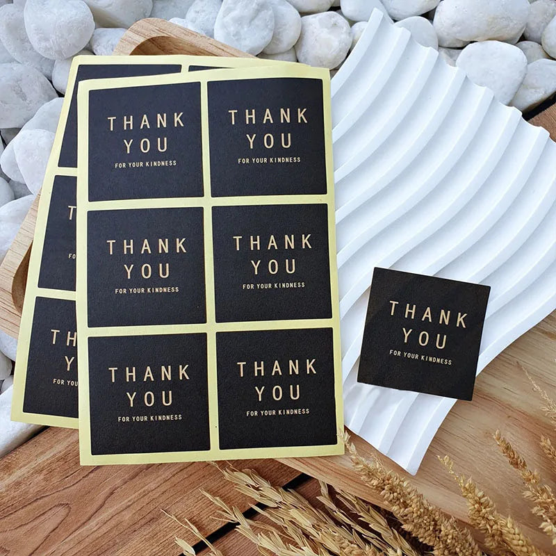 4cm Round Kraft Paper Thank You Sealing Sticker Gift Box Candy Pastry Bouquet Packaging Label Wedding Party Decoration Sticker