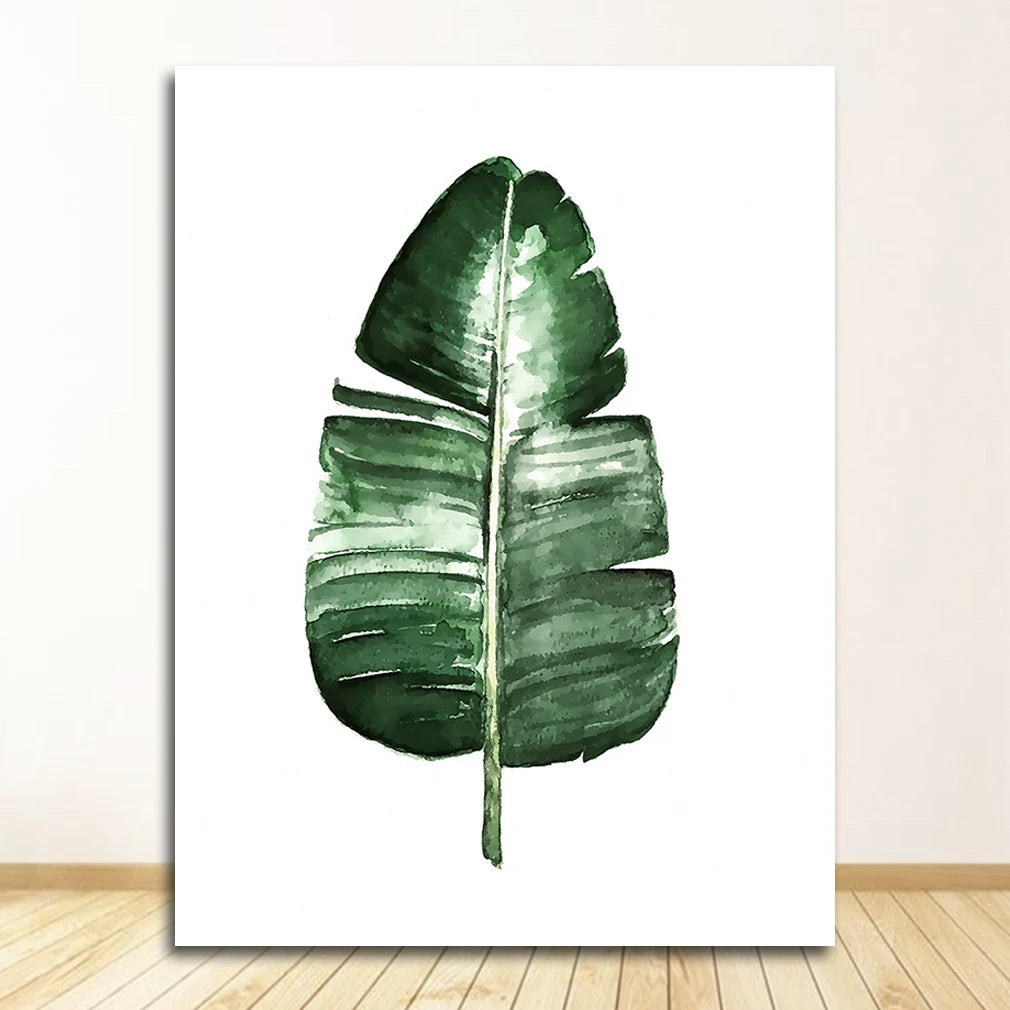Wall Art Paintings for Living Room Home Decor Scandinavian Style Tropical Plants Poster Green Leaves Decorative Picture Modern