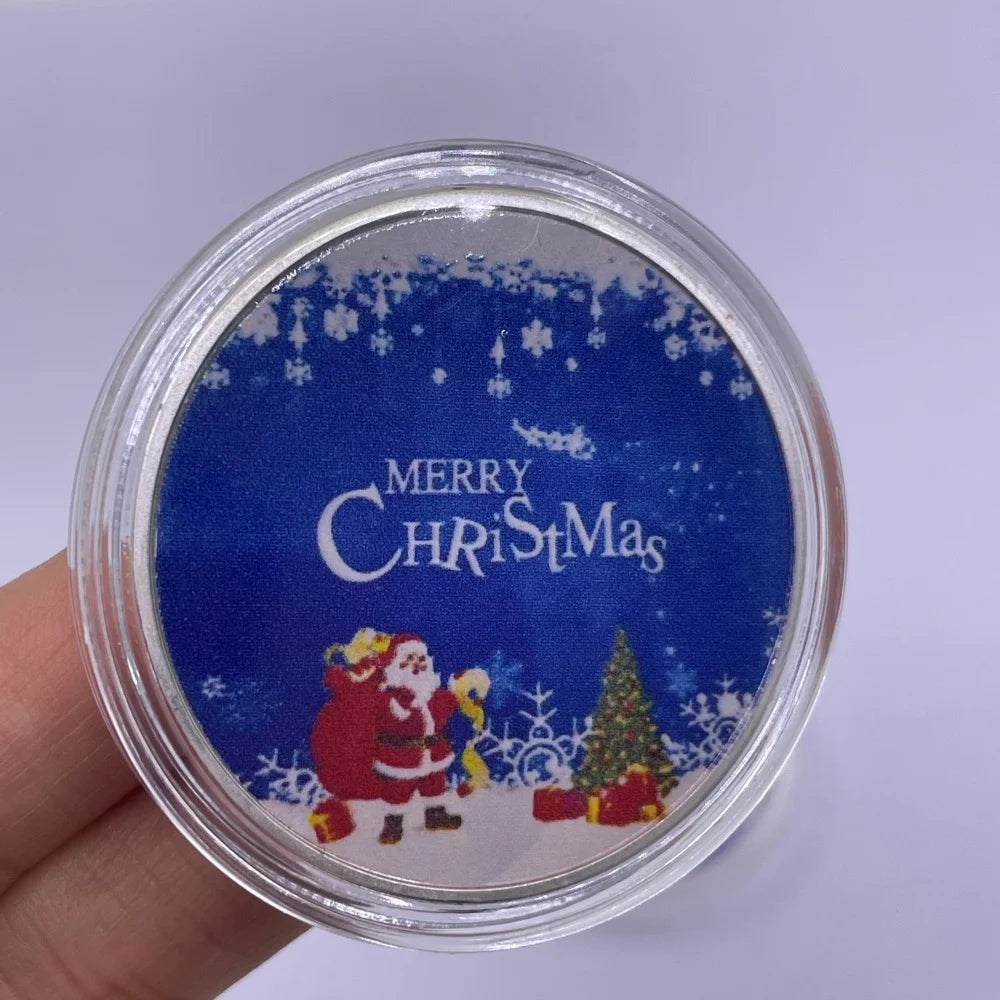 Best Xmas Gift! 17 Designs Christmas Gold&Silver Coin with Acrylic shell/Gift Box Collectible for Kids Friends Party Home Decor