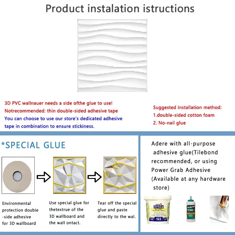 Wall Renovation 3D PVC Wave Board Texture Wall Panel Non-self-adhesive Wall Sticker Art Ceramic Tile Wallpaper Room Bathroom