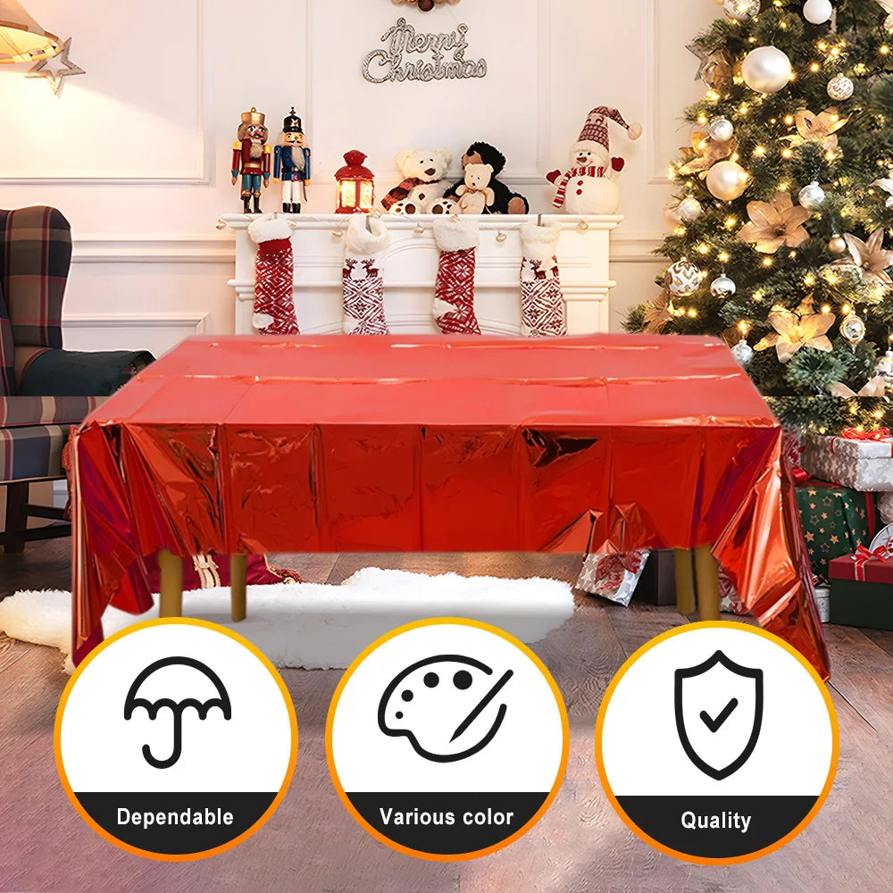 137*274CM Christmas Gold Aluminium Tablecloth Valentine's Day Halloween Graduation Thanksgiving
