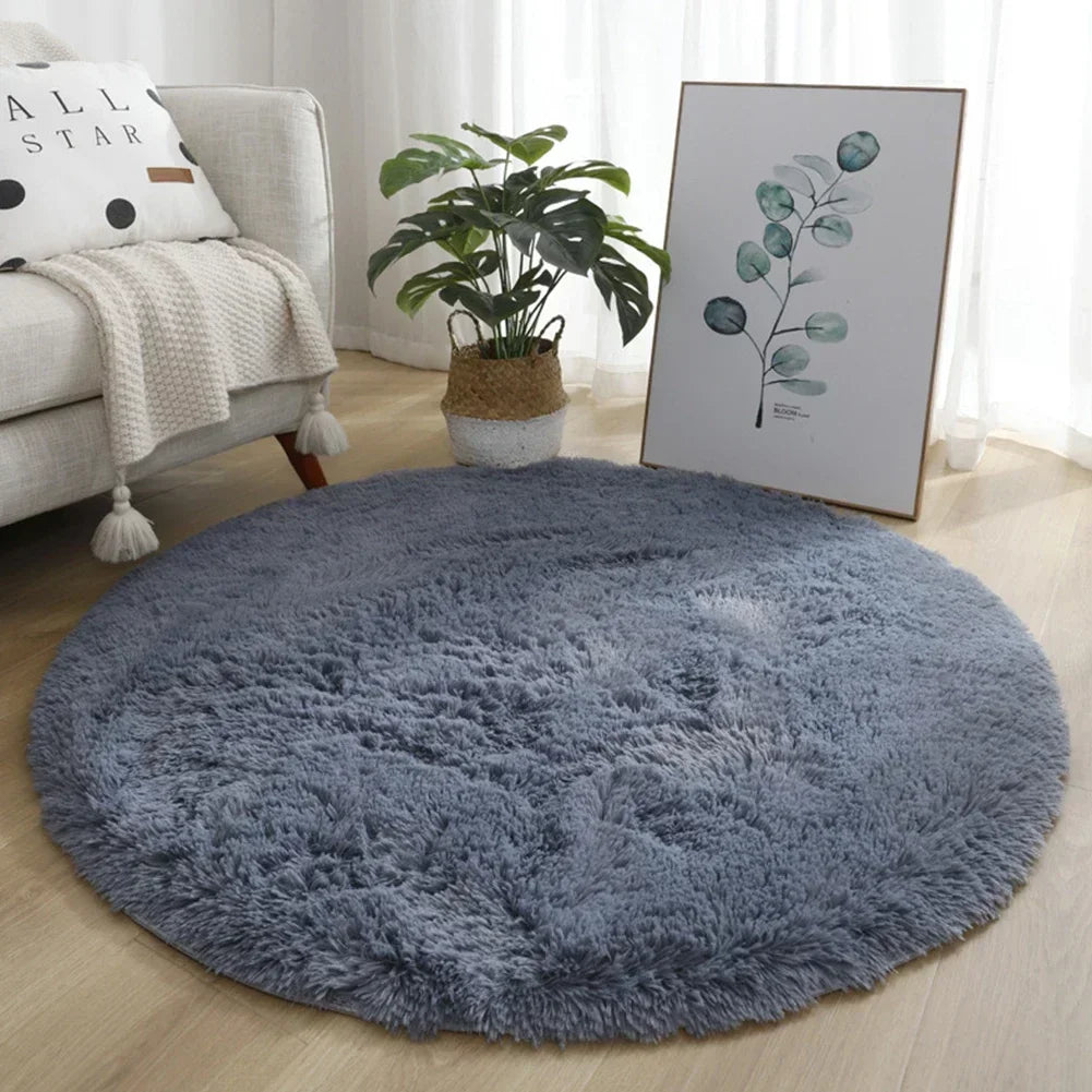 40/60/80cm Anti-Slip Round Rugs Large Shaggy Rug Super Soft Mat Living Room Bedroom Carpet Home Furnishings