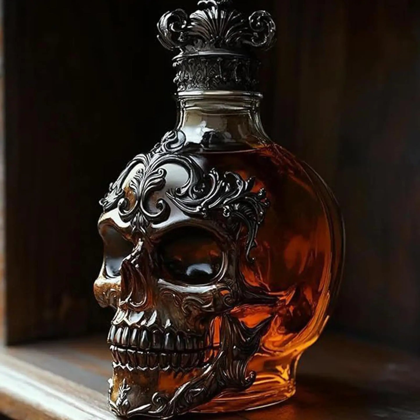 301-400ml Crystal Skull Decanter Glass Vodka Bottles Skull Bottle Gothic Wine Whiskey Storage Decanter Halloween Decorations