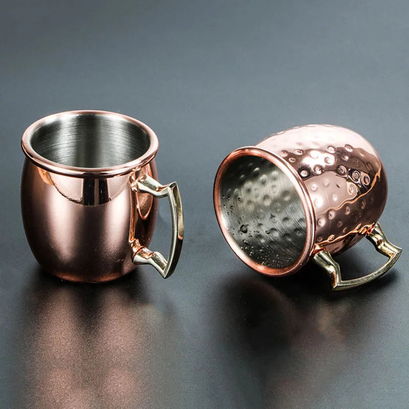 60ML Moscow Mule Cocktail Mug Stainless Steel Coffee Cups Personalized Espresso Mugs Modern Hammer Pattern Design Drinkware