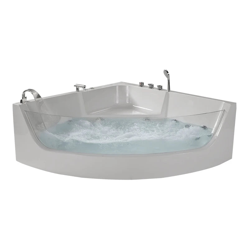 Acrylic Material Spa Bathtub Bathroom Natural For Elder People Jacuzzier Function 74 Jets Massage White Modern Corner Bathtub