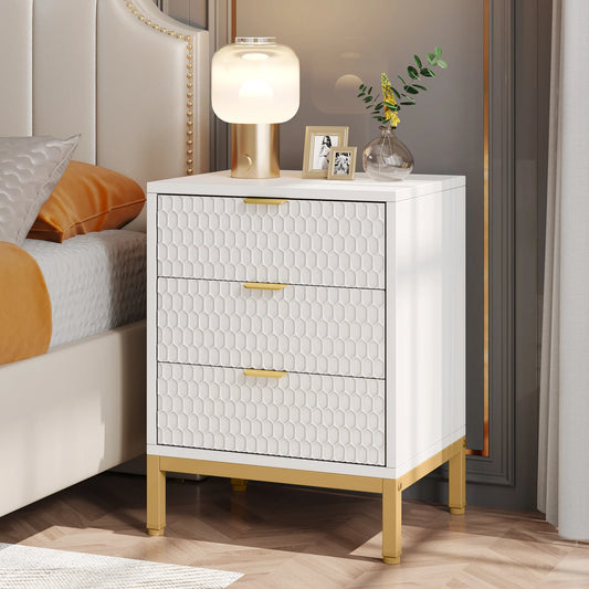 Tribesigns Modern Nightstand, 65.5 cm Tall Bedside Table with 3 Drawers, Contemporary End Side Table with Storage