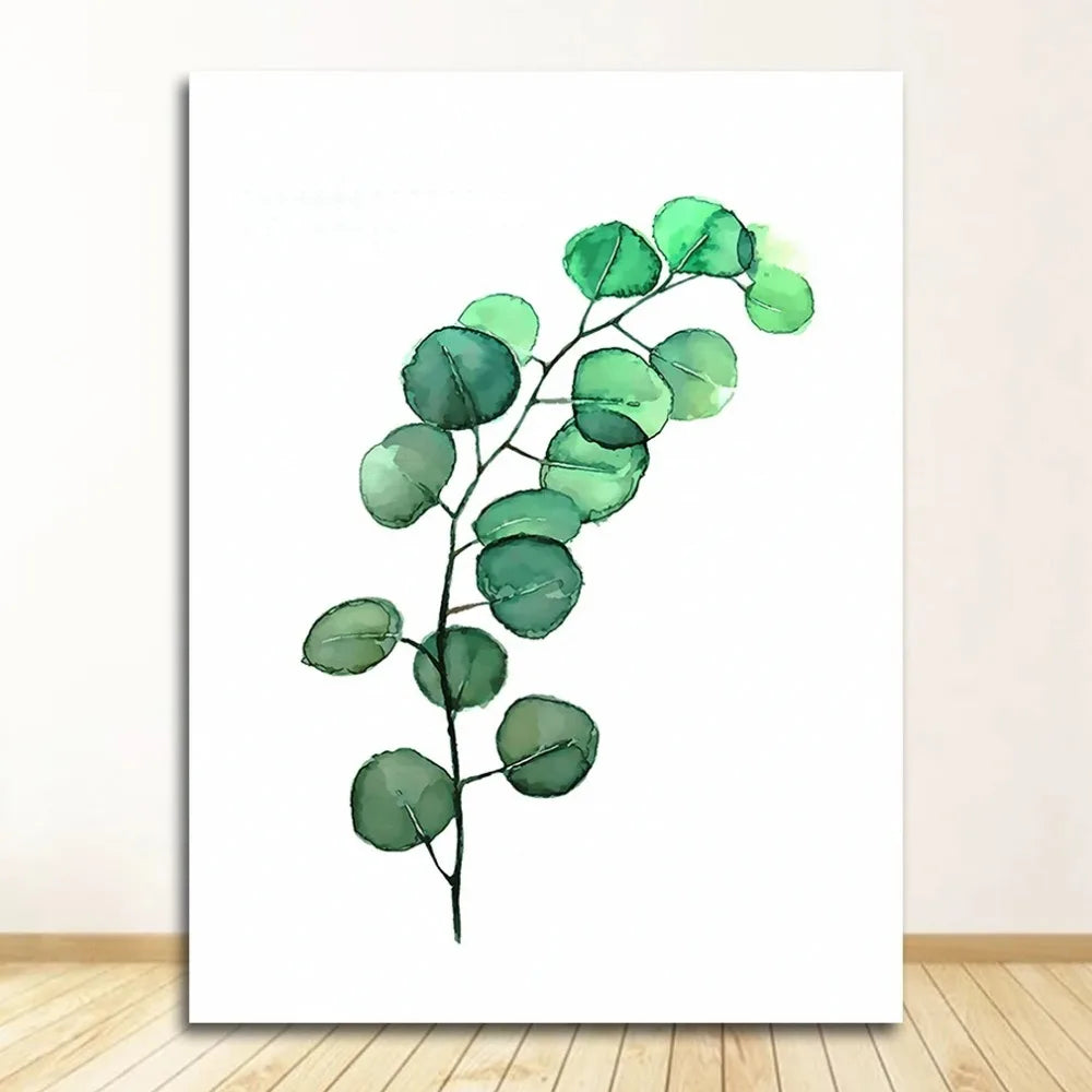 Wall Art Paintings for Living Room Home Decor Scandinavian Style Tropical Plants Poster Green Leaves Decorative Picture Modern