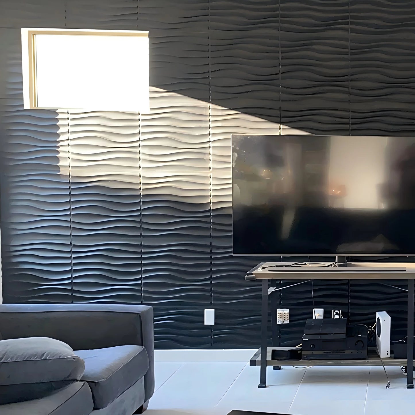 Wall Renovation 3D PVC Wave Board Texture Wall Panel Non-self-adhesive Wall Sticker Art Ceramic Tile Wallpaper Room Bathroom