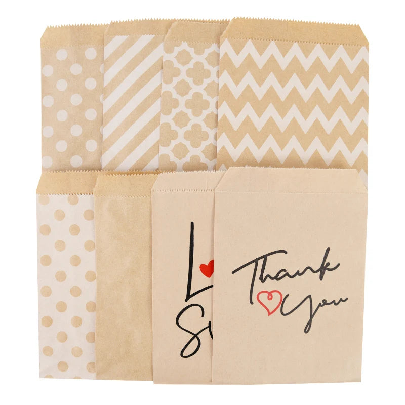 25/50pcs 13x18cm Thank You Kraft Paper Candy Bags Wedding Favors Biscuit Packaging Bag For Guest Birthday Party Decor Gift Pouch