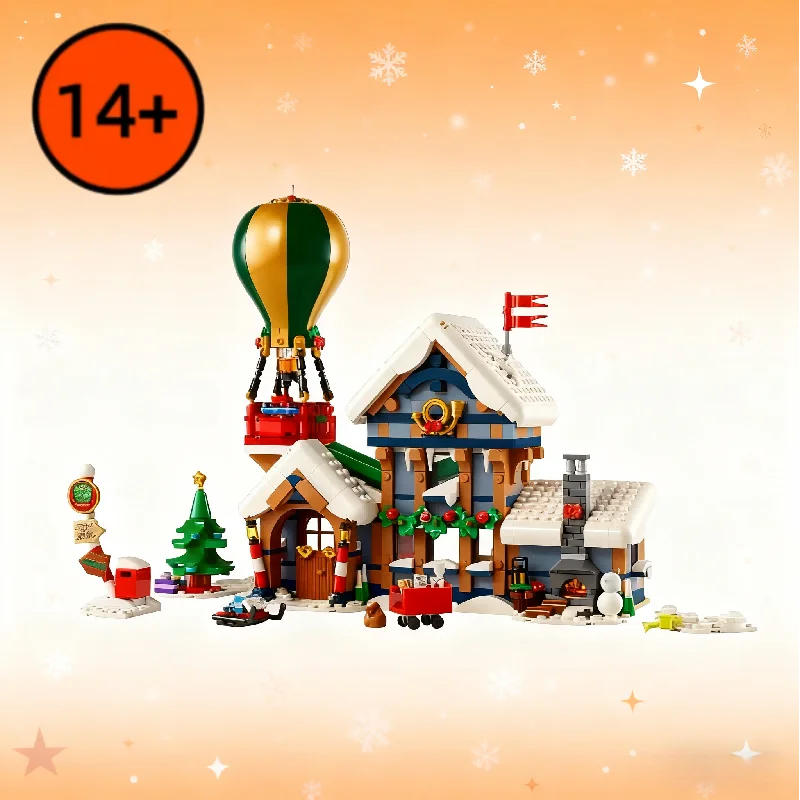 Xmas Decor 1440PCS FIT 10339 Santa's Post Office Building Blocks Assembly Winter Architecture Model Bricks Toy Christmas Gift