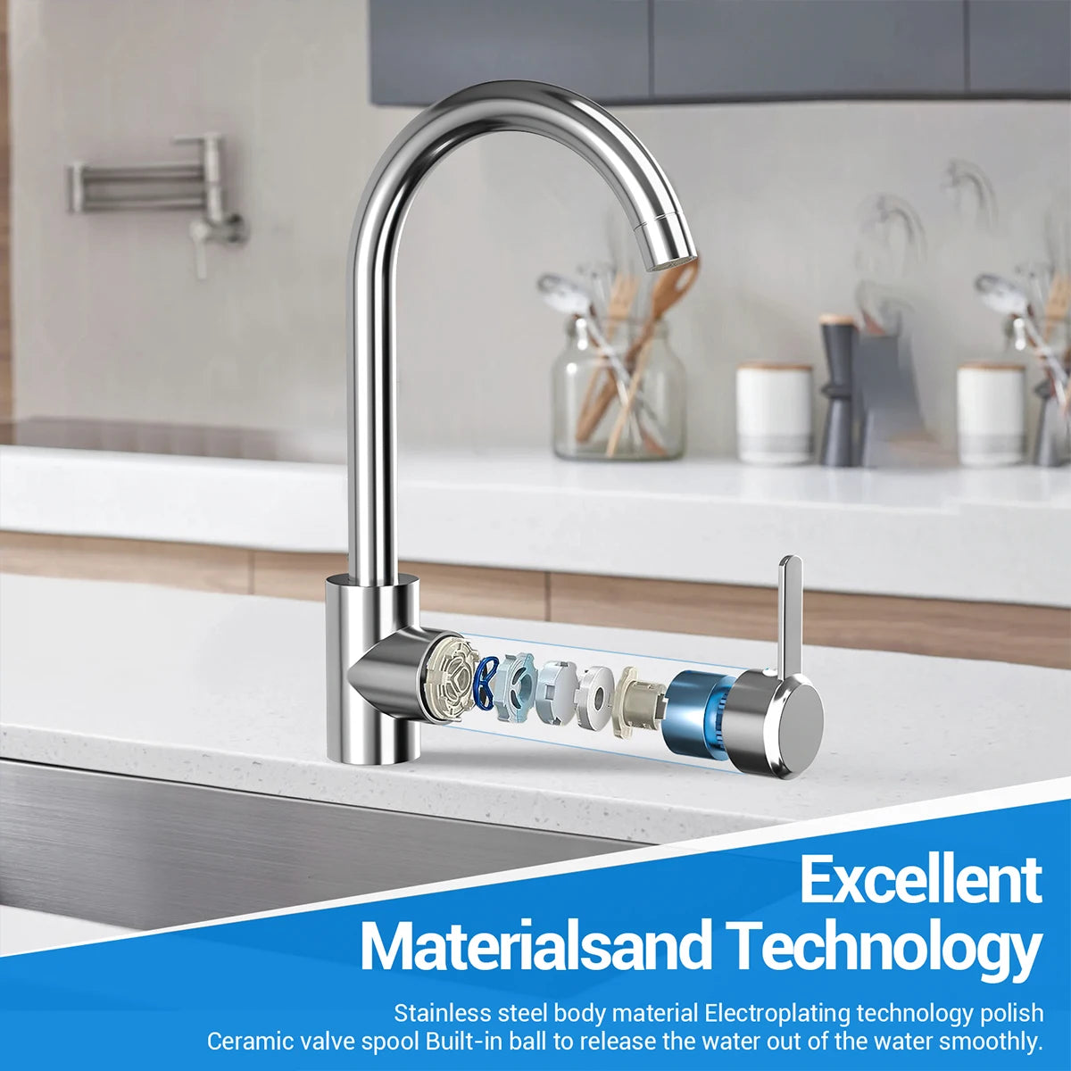 304 Stainless Steel Kitchen Taps Single Lever Kitchen Sink Faucet Hot And Cold Water Vertical Rotatable Water Purifier Faucets