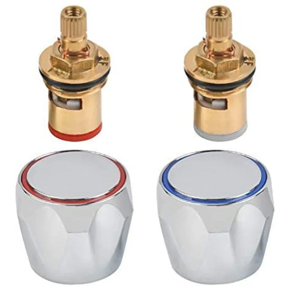 2 Pcs Hot Cold Faucet Tap Handle Knob Copper Valve Tap Heads Thread Basin Sink Washer Replacement For Bathroom Kitchen Taps
