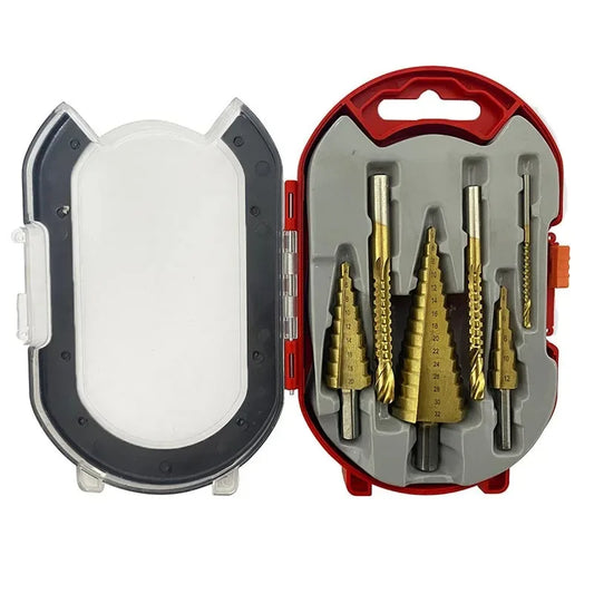 6 PCS/set Titanium Coated Drill Bit Set Including 3 Sizes of Step Drill Bits Twist Drill Bits for Metalworking Woodworking