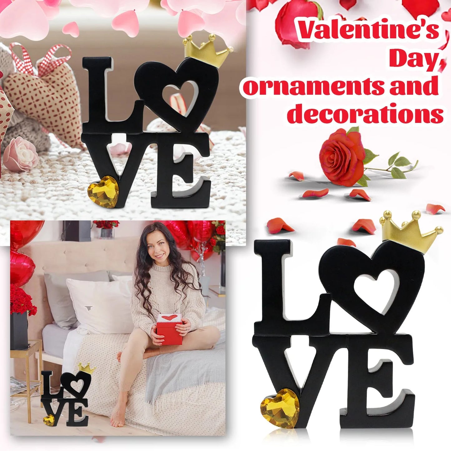 Valentine's Day "LOVE" Letter Ornaments Home Decoration Craft Gift Valentines Day Desktop Ornaments Bar Party Decoration Props