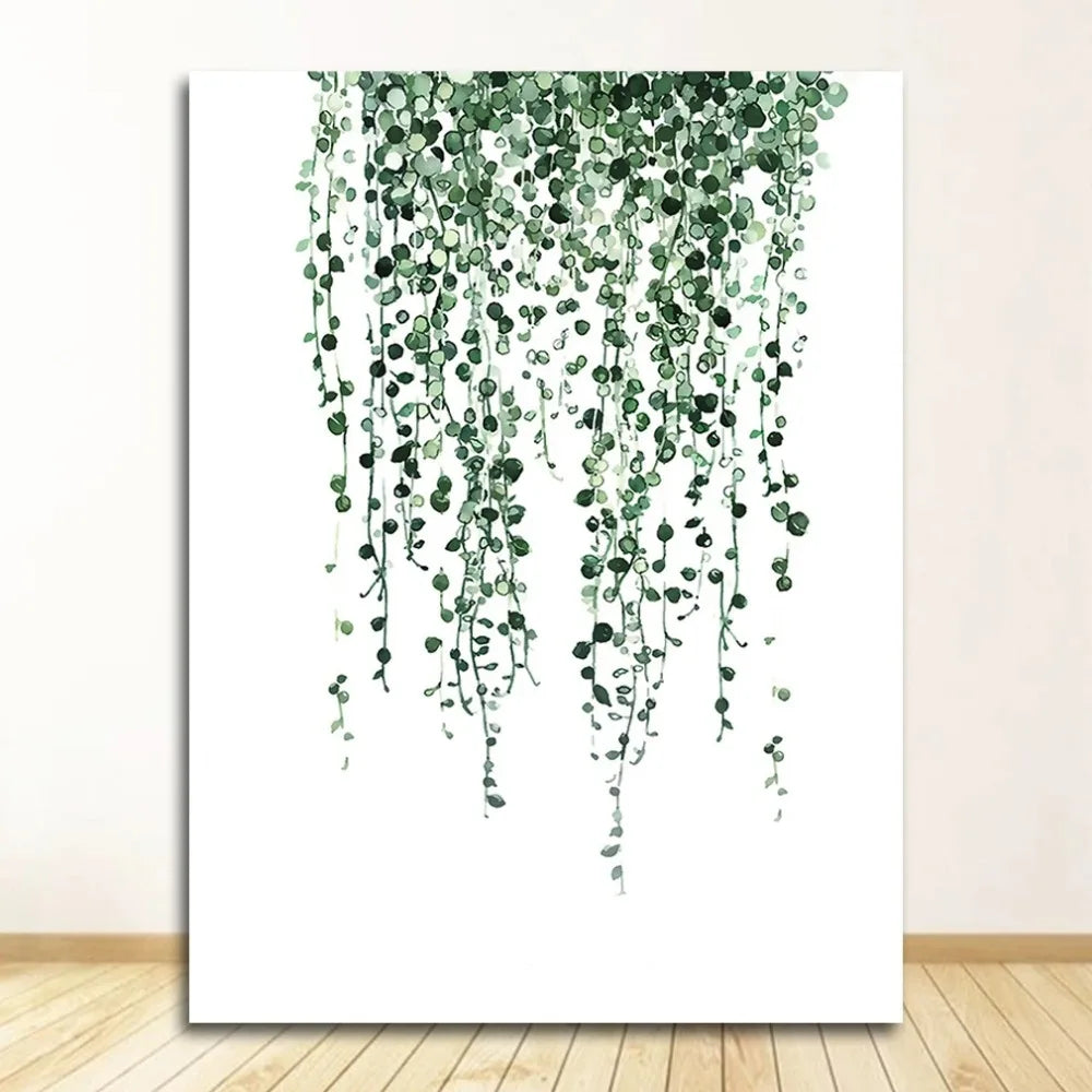 Wall Art Paintings for Living Room Home Decor Scandinavian Style Tropical Plants Poster Green Leaves Decorative Picture Modern