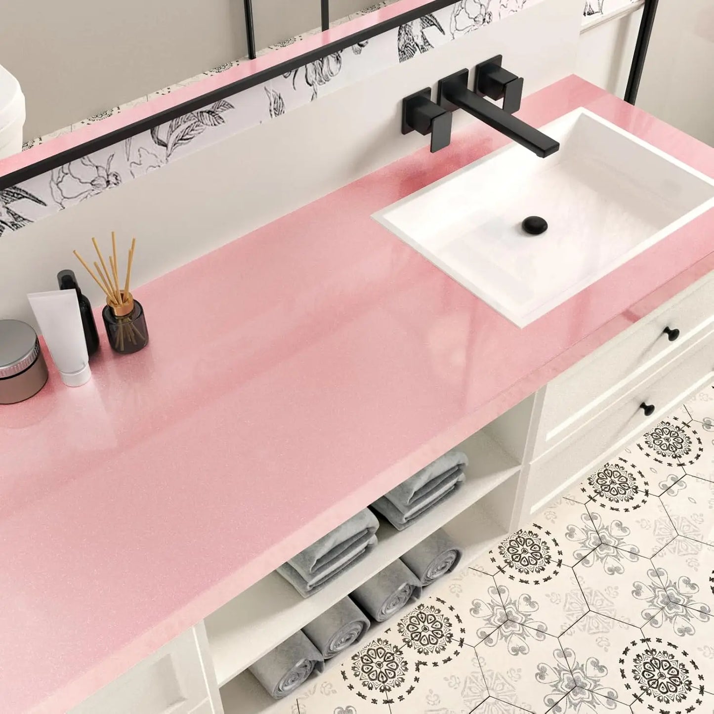 PVC Pearl Film Waterproof Wallpaper Room DIY Self-adhesive Black/White Wardrobe Kitchen High Gloss Paste Furniture Wall Stickers