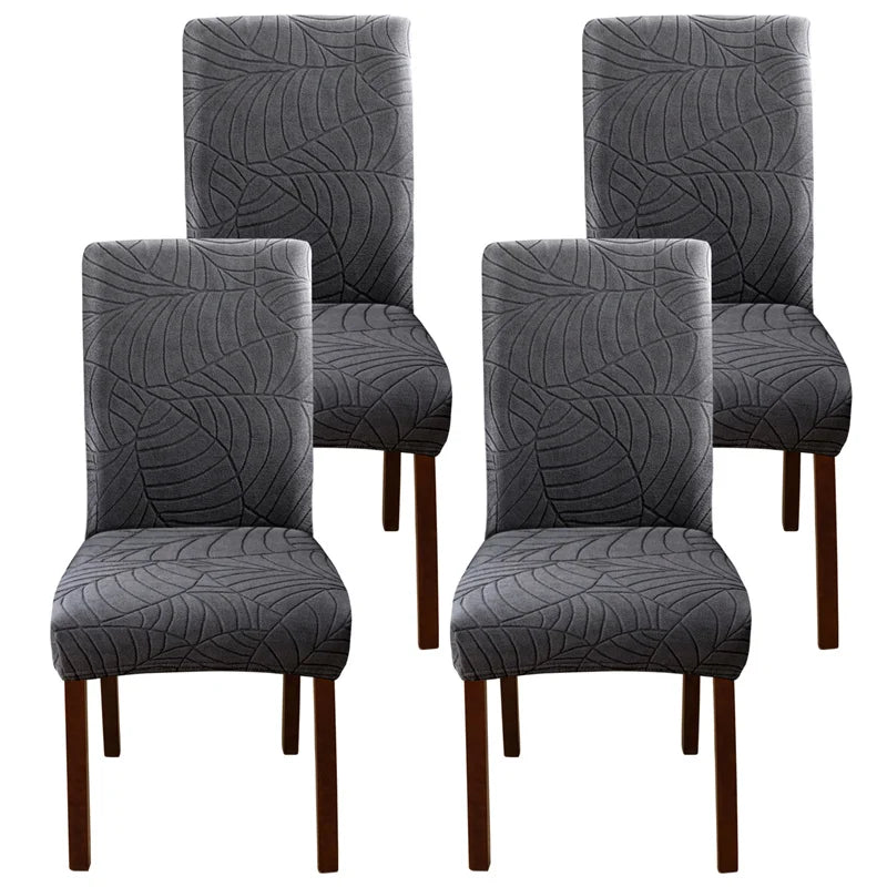 Leaves Jacquard Dining Chair Covers Removable Stretch Universal Chairs Cover Solid Color Seat Covers for Kitchen Hotel Banquet
