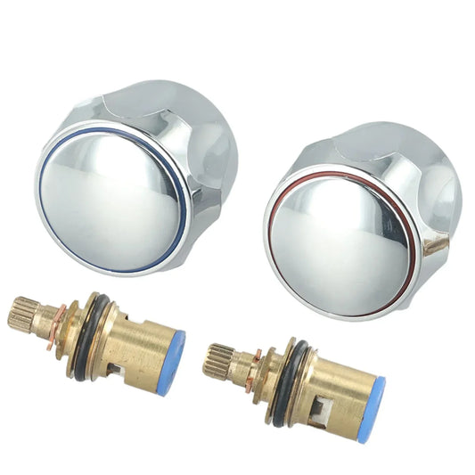 2 Pcs Hot Cold Faucet Tap Handle Knob Copper Valve Tap Heads Thread Basin Sink Washer Replacement For Bathroom Kitchen Taps