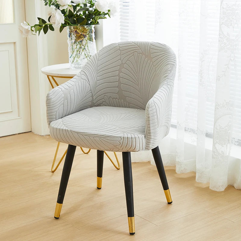 1pc Leaf Jacquard Solid Color Armchair Slipcovers Seat Covers Elastic Chairs Protector Living Room High Arm Dinning Chair Cover