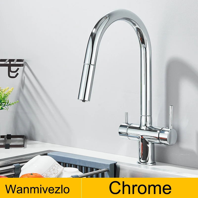 Wanmivezlo Extend Nozzle Kitchen Faucet 360 Degree Rotate Hot Cold Mixer kitchen Taps Dual Handle Drinking Water Tap