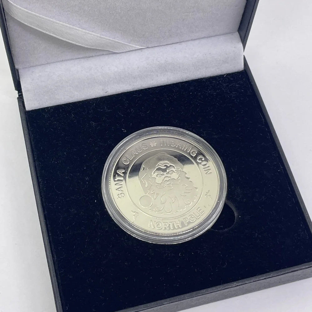 Best Xmas Gift! 17 Designs Christmas Gold&Silver Coin with Acrylic shell/Gift Box Collectible for Kids Friends Party Home Decor