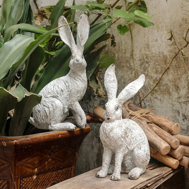 Garden Outdoor Rabbit House Easter Decorations for Home Bonsai Decor Figurines Tabletop Ornaments Garden Thanksgiving