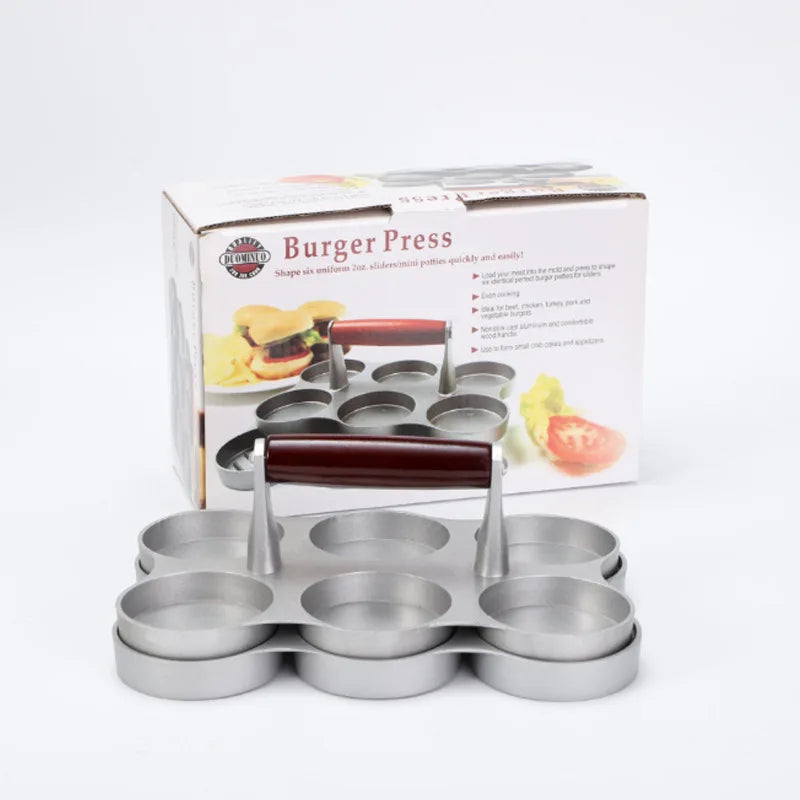 6 Grid Double Hole Burger Meat Press Machine Hamburger Press Non-Stick Minced Steak Press Hamburger Mold Kitchen Tools
