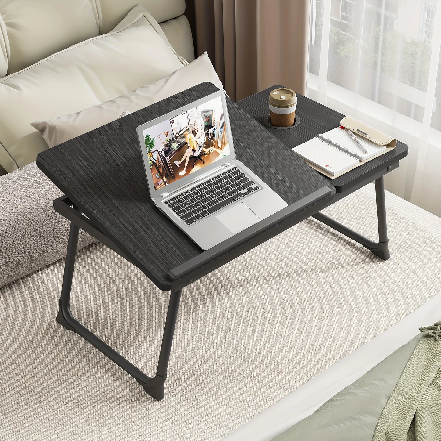 Tray table, notebook computer and writing table, dining table and notebook computer bed support