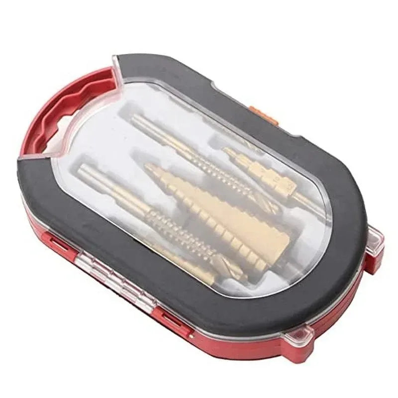 6 PCS/set Titanium Coated Drill Bit Set Including 3 Sizes of Step Drill Bits Twist Drill Bits for Metalworking Woodworking