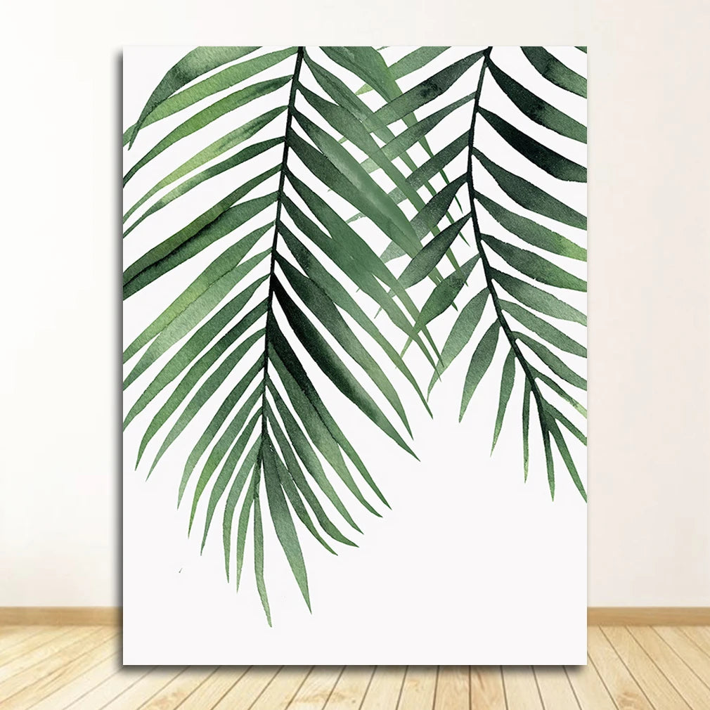 Wall Art Paintings for Living Room Home Decor Scandinavian Style Tropical Plants Poster Green Leaves Decorative Picture Modern