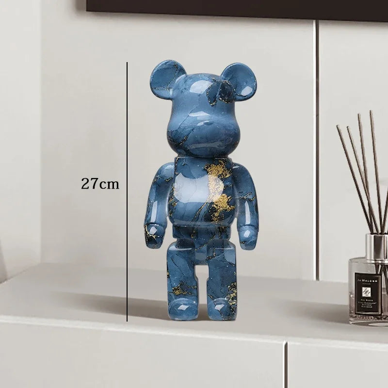 27cm Graffiti Bear Statue Paint Block Bear Decor Resin Desktop Ornaments Home Decoration Living Room Bear Floor Sculpture Gifts