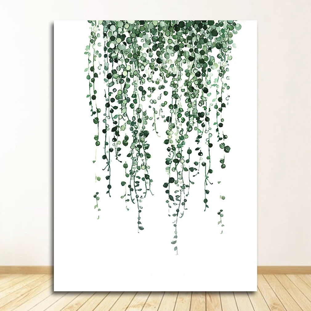 Wall Art Paintings for Living Room Home Decor Scandinavian Style Tropical Plants Poster Green Leaves Decorative Picture Modern