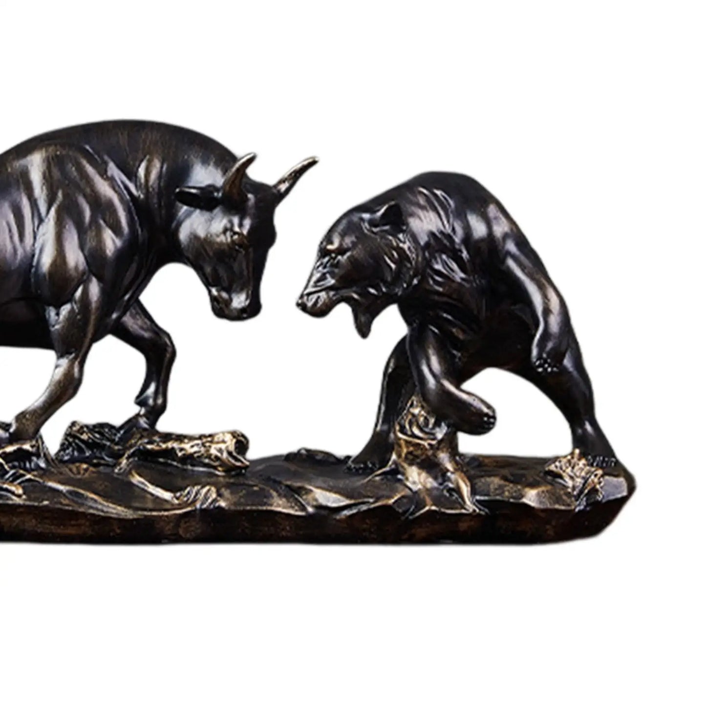 Bull Figurine Lifelike Fine Workmanship Collection Bear and Bull Statue Cattle Sculptures for Shelves Desk Office Bookcase Shelf