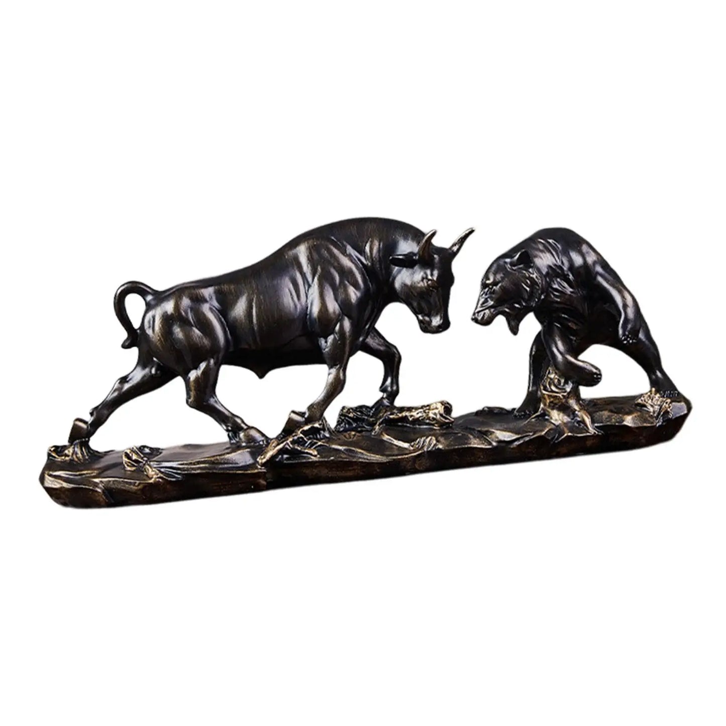 Bull Figurine Lifelike Fine Workmanship Collection Bear and Bull Statue Cattle Sculptures for Shelves Desk Office Bookcase Shelf