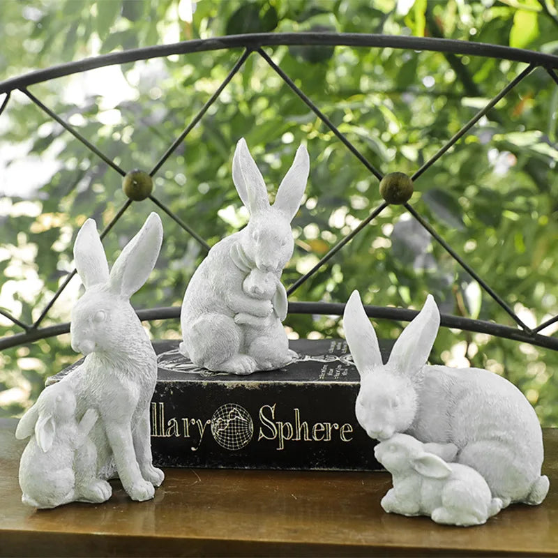Garden Outdoor Rabbit House Easter Decorations for Home Bonsai Decor Figurines Tabletop Ornaments Garden Thanksgiving
