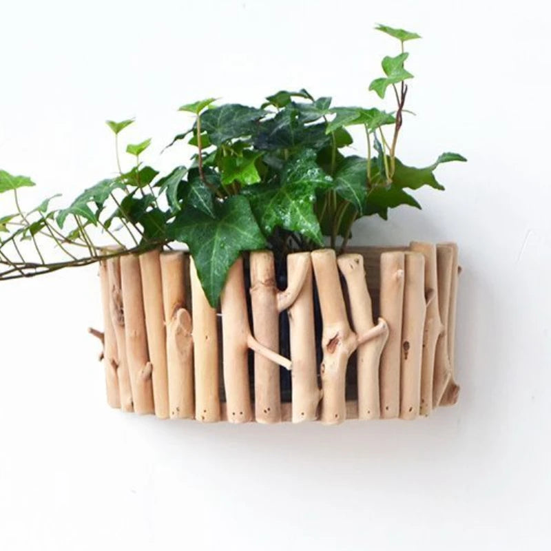 Wood Modern Decorative Vases Creative Simple Living Room Decoration Half Wall Hanging Flower Vases Interior Room Decorations