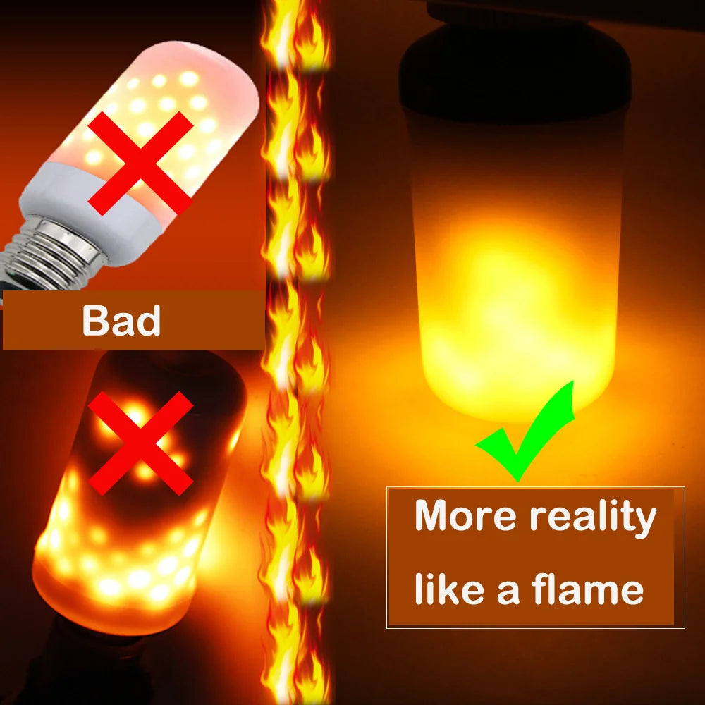 LED Night Light Flame Light Bulb 4 Modes Fire Bulb Lamp Christmas Party Outdoor Indoor Home Decor E27 Base Flickering Nightlight