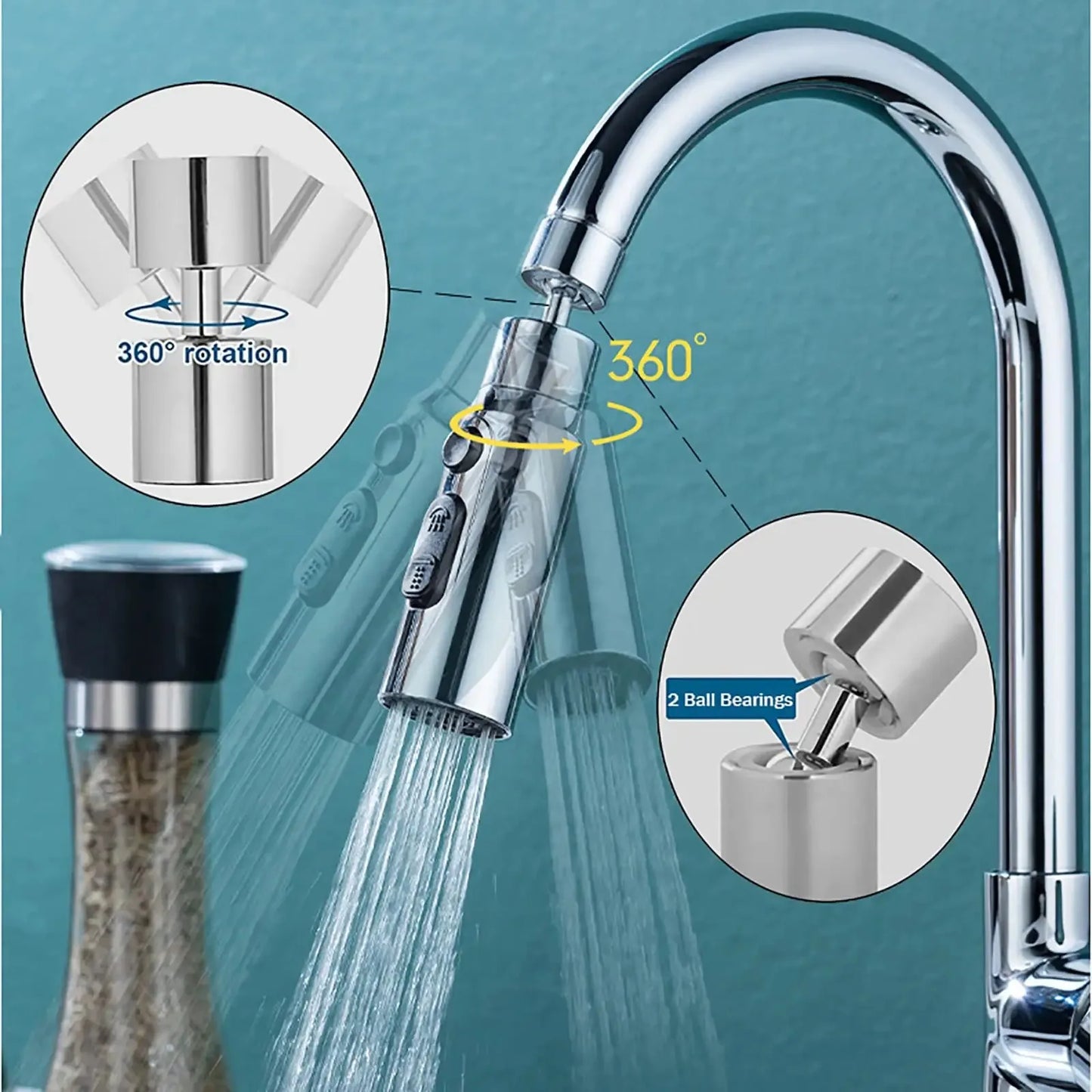 1pc Kitchen Faucet Aerator Faucet 3 Modes Bathroom Anti-splash Sprayer Kitchen Taps Anti-Splash Tap Booster Shower Filter