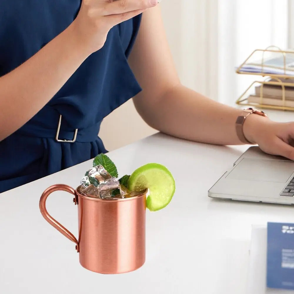 16OZ Pure Copper Cup Straight Handcrafted Moscow Mule Mugs Brushed Appearance Smooth Finish Mug Cup Mules Cocktails Coffee Beer