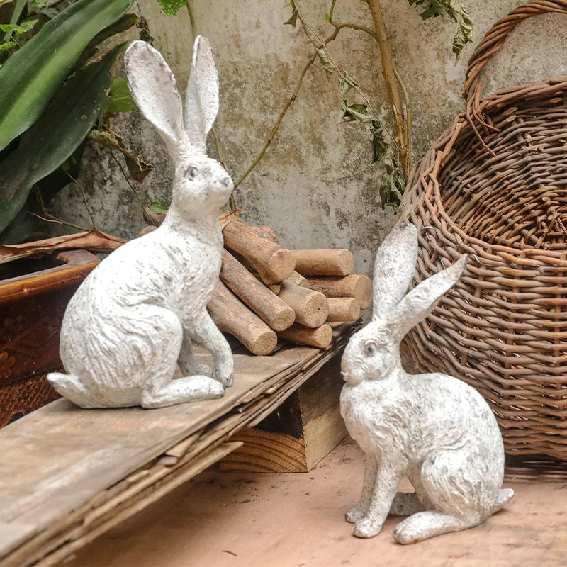 Garden Outdoor Rabbit House Easter Decorations for Home Bonsai Decor Figurines Tabletop Ornaments Garden Thanksgiving
