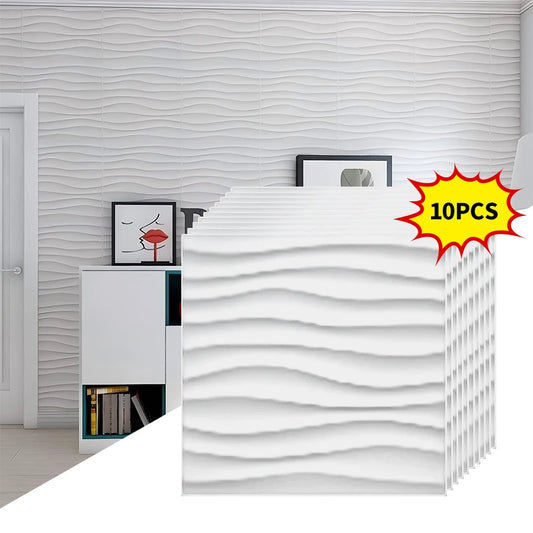 Wall Renovation 3D PVC Wave Board Texture Wall Panel Non-self-adhesive Wall Sticker Art Ceramic Tile Wallpaper Room Bathroom