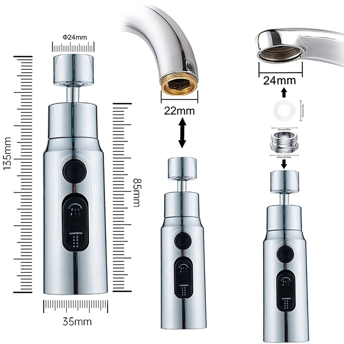 1pc Kitchen Faucet Aerator Faucet 3 Modes Bathroom Anti-splash Sprayer Kitchen Taps Anti-Splash Tap Booster Shower Filter