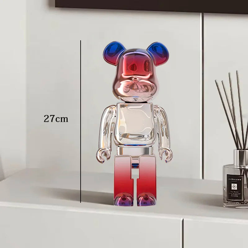 27cm Graffiti Bear Statue Paint Block Bear Decor Resin Desktop Ornaments Home Decoration Living Room Bear Floor Sculpture Gifts