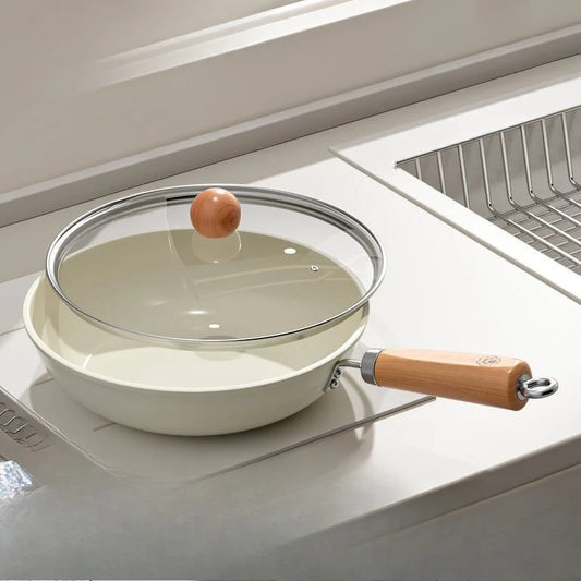 Ceramic flat bottomed pan, non stick pan, household stir fry pan, fried egg pancake pan, steak frying pan