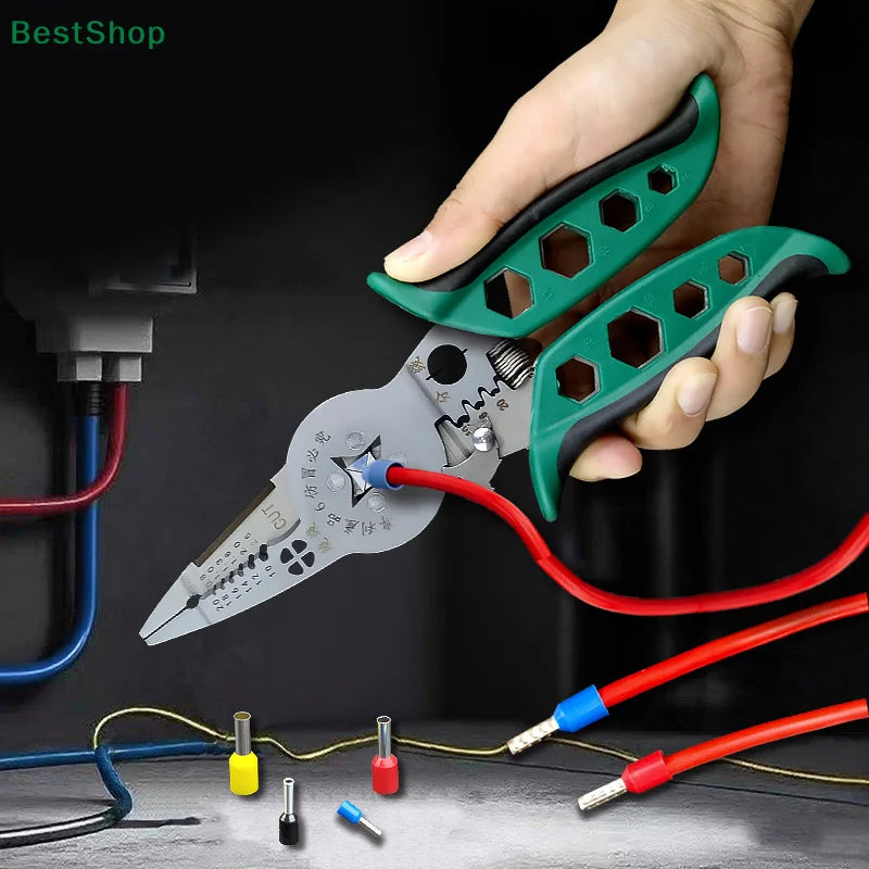 ♥♥♥Multi-functional Electrician's Pliers,Wire Stripping Pliers,Terminal Crimping Pliers Hand Tools