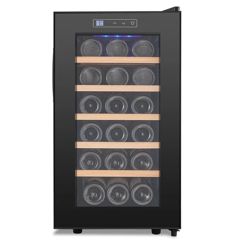 18 Bottle Wine Cooler Refrigerator , Quiet Freestanding Wine Fridge for Home/Office, 12℃-18℃ Adjustable Temperature,Glass Door
