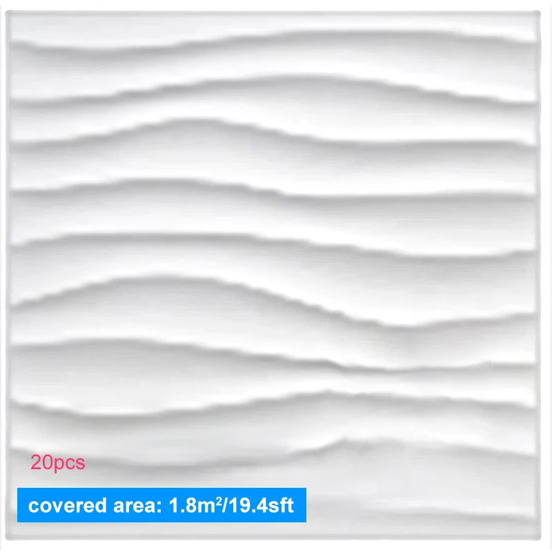 Wall Renovation 3D PVC Wave Board Texture Wall Panel Non-self-adhesive Wall Sticker Art Ceramic Tile Wallpaper Room Bathroom