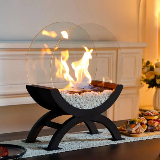 Big Freestanding Round Bioethanol Fireplace Large Burner Patio Heater Indoor Outdoor Metal Ethanol Fire Pit